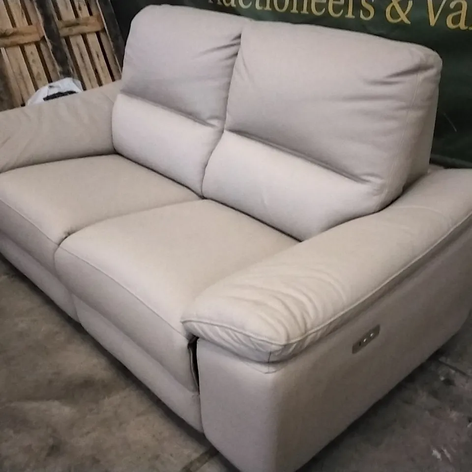QUALITY DESIGNER CREAM LEATHER ELECTRIC RECLINER 2 SEATER SOFA