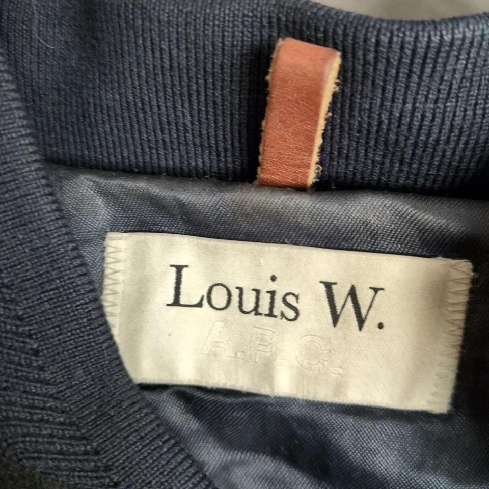 LOUIS W. NAVY BOMBER JACKET – ZIP FRONT, RIBBED CUFFS & HEM