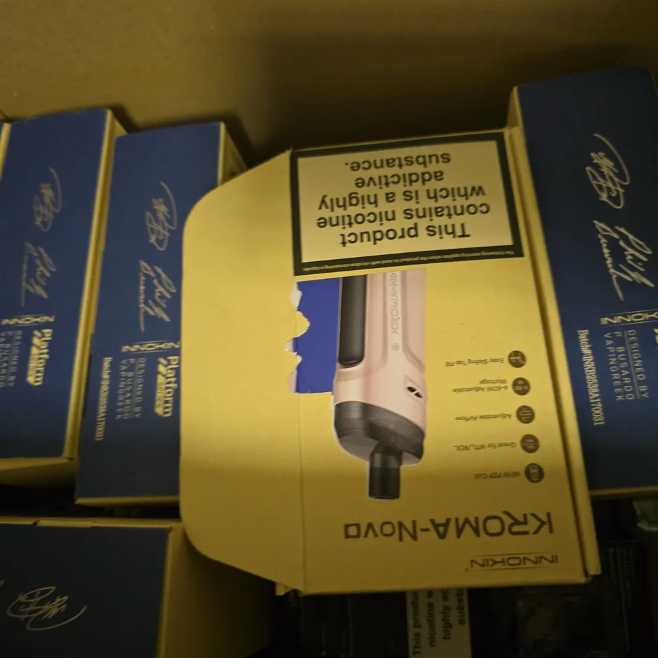 BOX OF APPROXIMATELY 15 ASSORTED E-CIGARETTES PRODUCTS TO INCLUDE - INNOKIN KORMA-NOVA , PZP COIL 