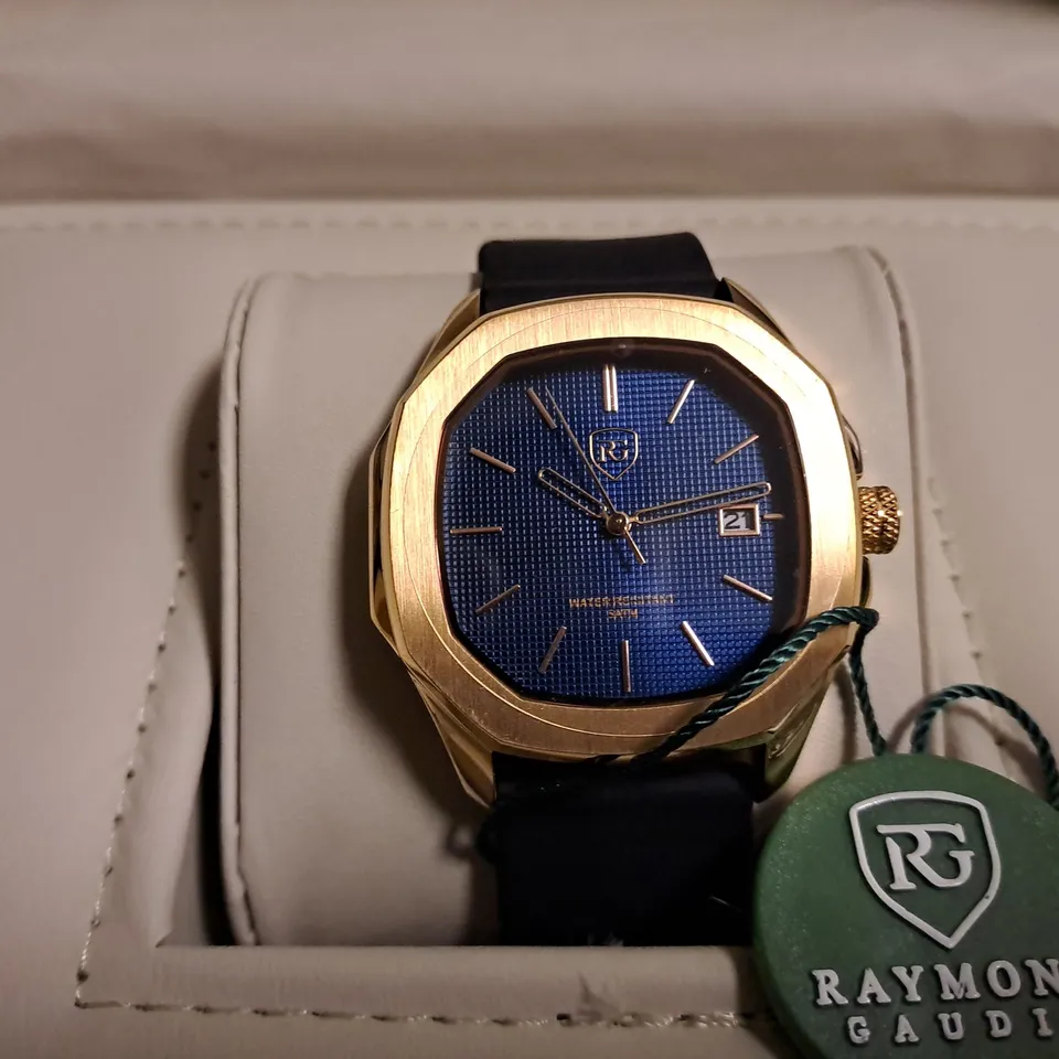 RAYMOND GAUDIN WATCH 316 STAINESS STEEL CASE JPN MOVEMENT WITH BLUE DIAL & RUBBER STRAP 