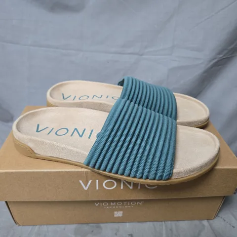 BOXED VIONIC EVIE KNIT SLIDE SANDALS – BLUE, UK 5.5