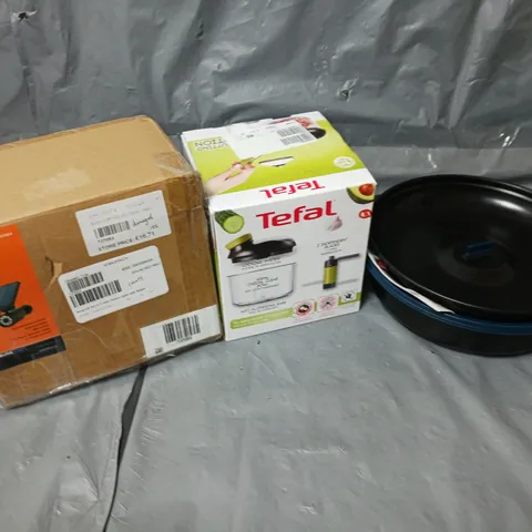 APPROXIMATELY 7 ASSORTED ITEMS TO INCLUDE SOLAR SENSOR LIGHTS, TEFAL CHOPPER, CE POT, ETC