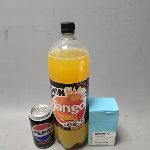 APPROXIMATELY 6 ASSORTED DRINKS ITEMS TO INCLUDE - PEPSI MAX , TANGO ORANGE ETC
