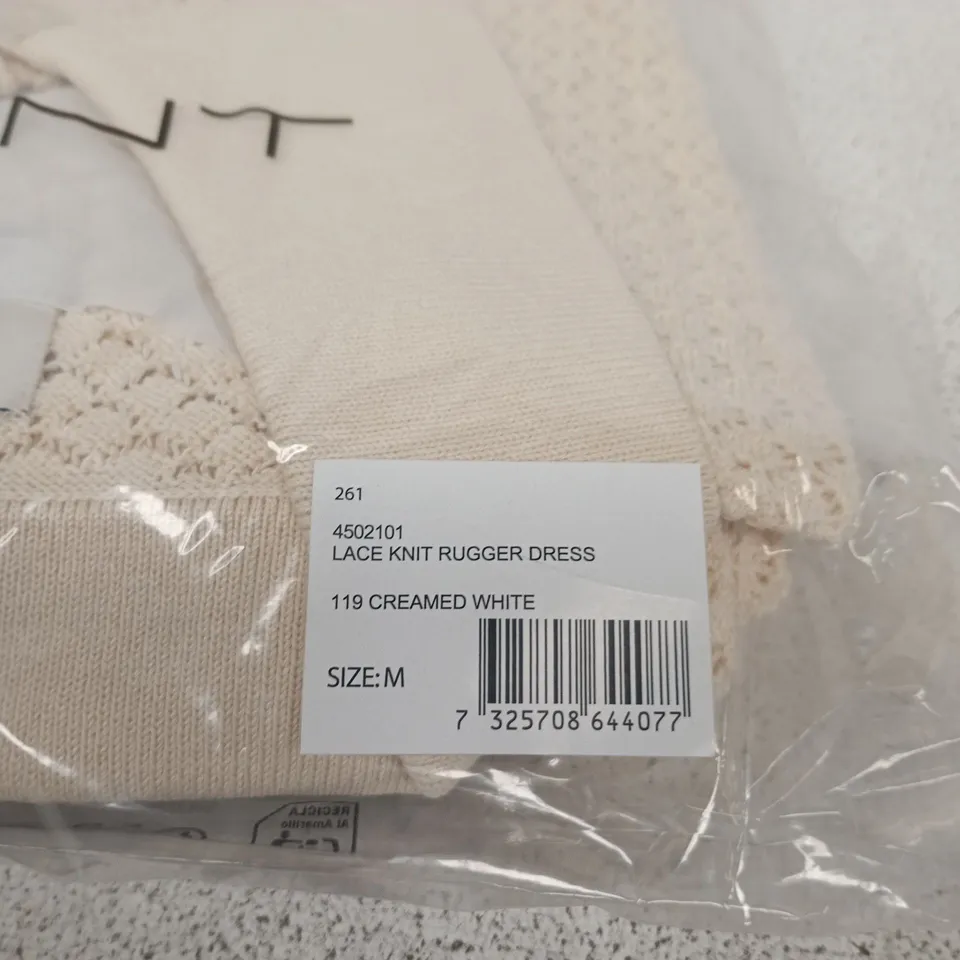 GANT LACE KNIT RUGGER DRESS – CREAMED WHITE – SIZE M