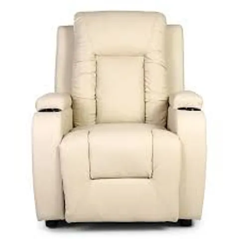 BOXED OSCAR PUSHBACK CREAM FAUX LEATHER CHAIR (1 BOX)