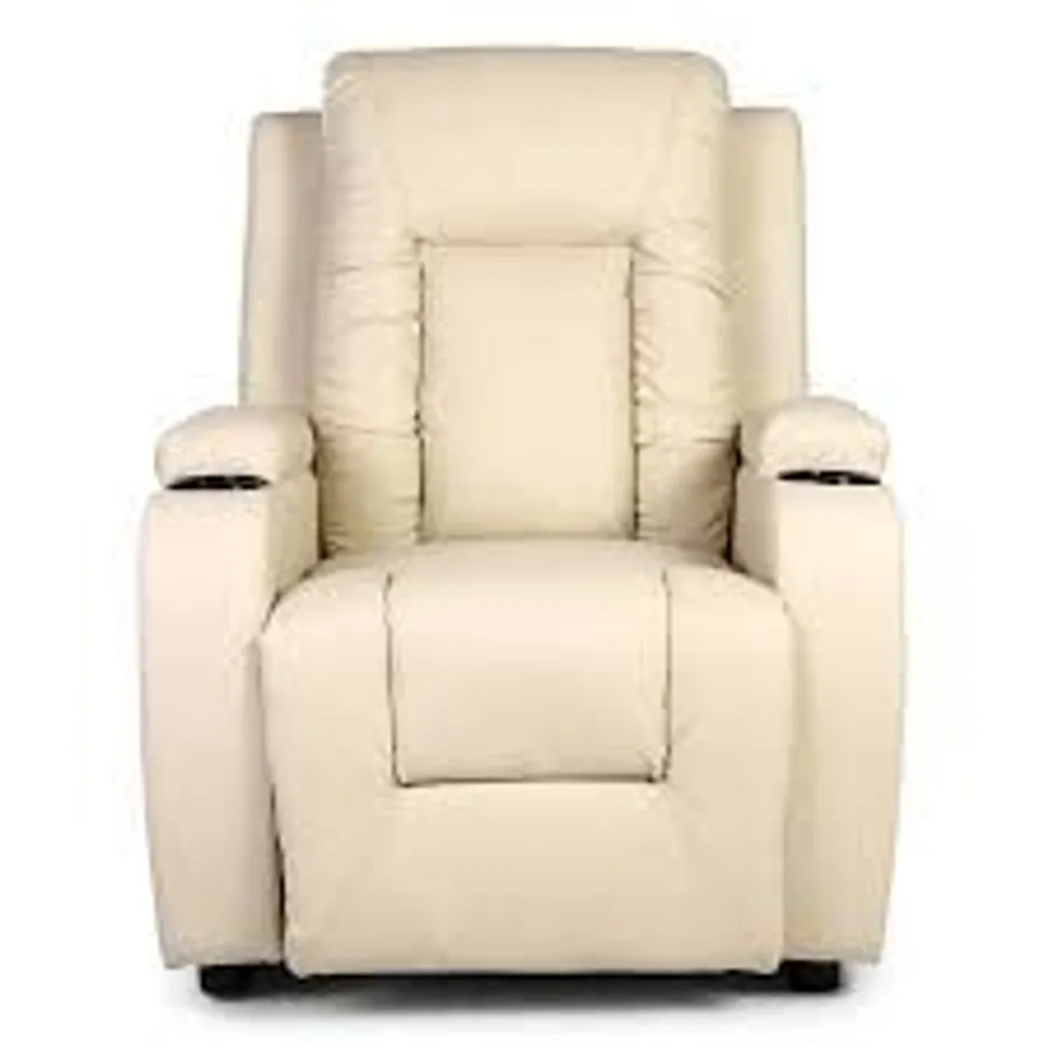 BOXED OSCAR PUSHBACK CREAM FAUX LEATHER CHAIR (1 BOX)