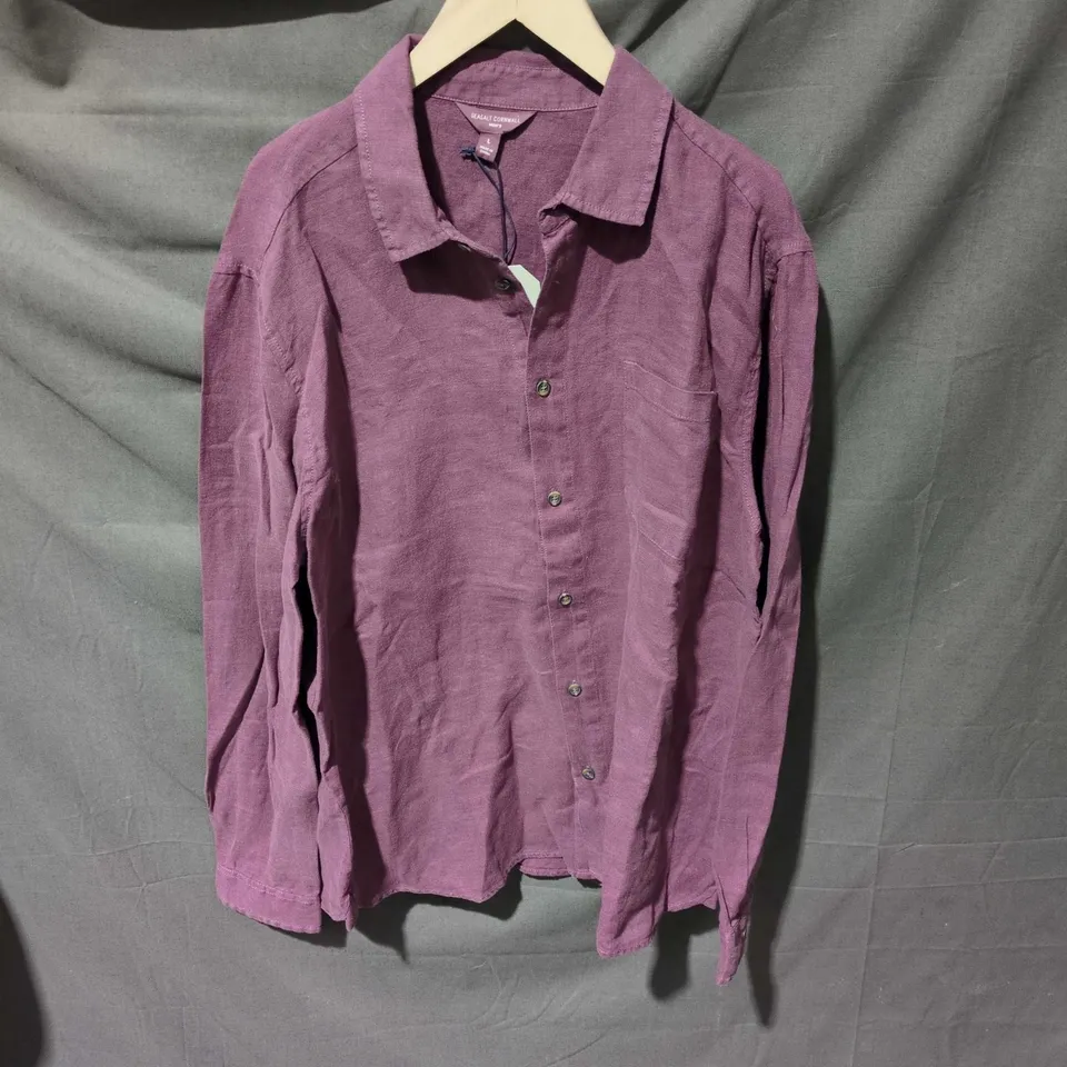 SEASALT CORNWALL MEN’S SHIRT – PURPLE, SIZE L, CHEST POCKET