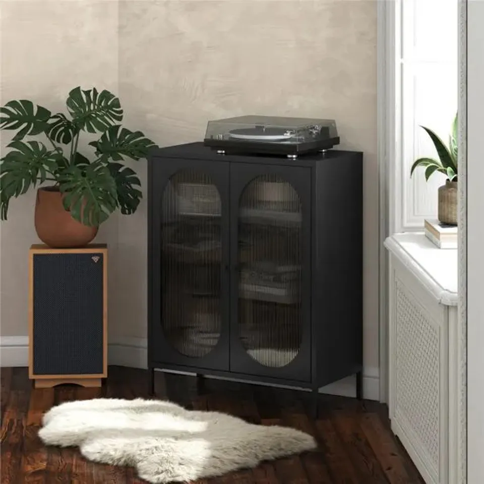 BOXED LUNA FLUTED SIDEBOARD CABINET, SMALL (1 BOX)