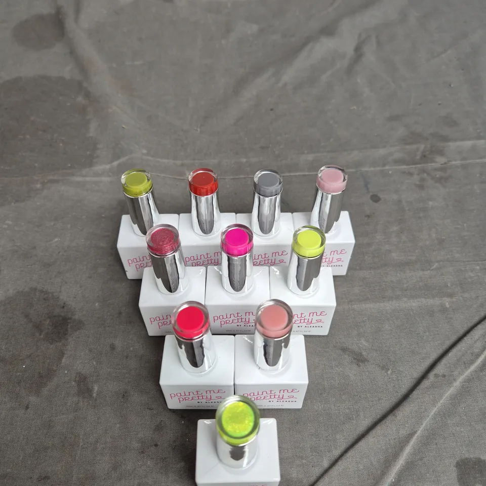 LOT OF 10 PAINT ME PRETTY BY ALEASHA GEL NAIL VARNISH - ASSORTED COLOURS - 20ML