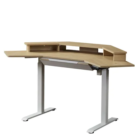 BOXED ADJUSTABLE CORNER STANDING DESK WITH DEAWER, MONITOR STANDCAND USB PORT (2 BOXES) 