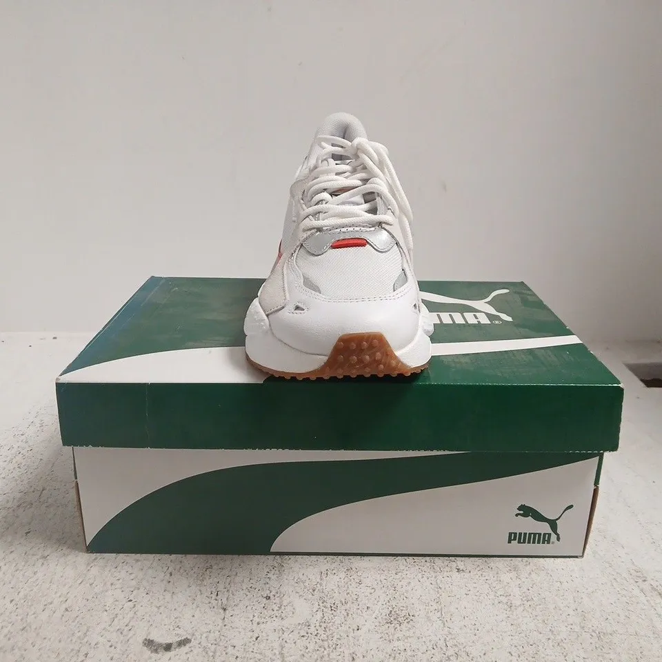BOXED PAIR OF PUMA RS-Z AS TRAINERS IN WHITE/BLACK/RED SIZE UK 7