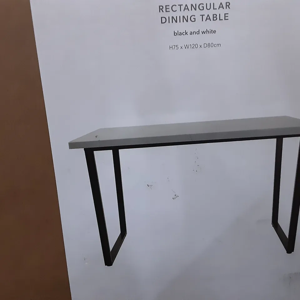 BOXED VIXEN RECTANGULAR DINING TABLE - H75 X W120 X D80 CM  IN BLACK AND WHITE 