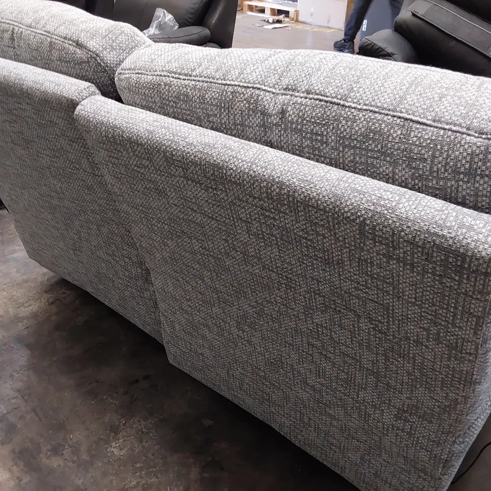 QUALITY BRITISH DESIGNER G PLAN SEATTLE POWER RECLINING 2.5 SEATER SOFA REMCO LIGHT GREY FABRIC 