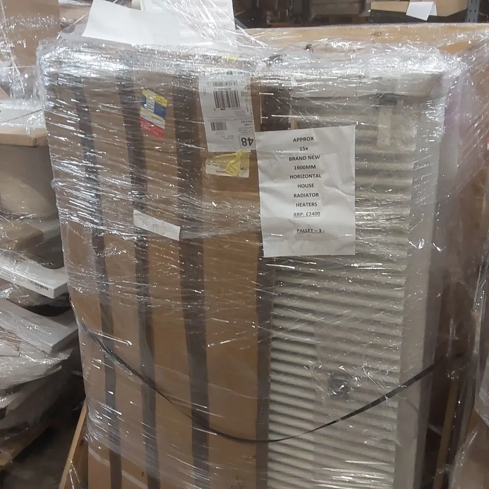PALLET CONTAINING APPROXIMATELY 15x BRAND NEW 1600MM HORIZONTAL HOUSE RADIATOR HEATERS