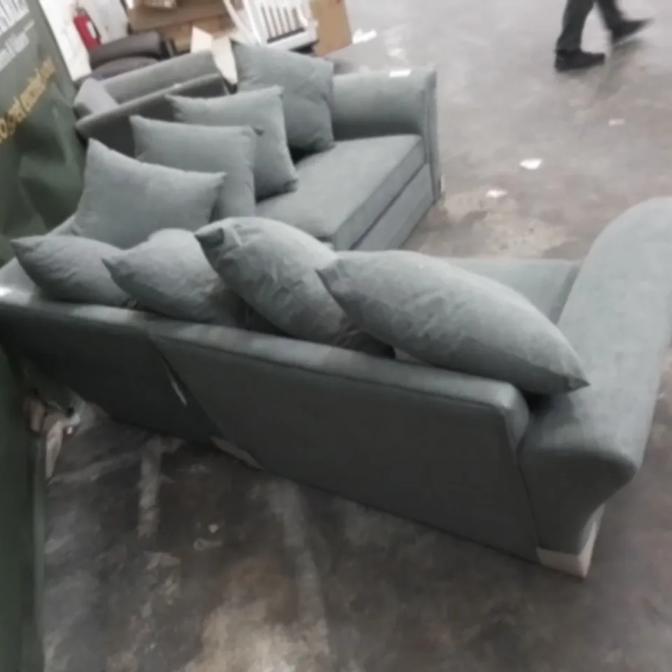 DESIGNER GREY FABRIC CORNER SOFA WITH SCATTER BACK CUSHIONS 