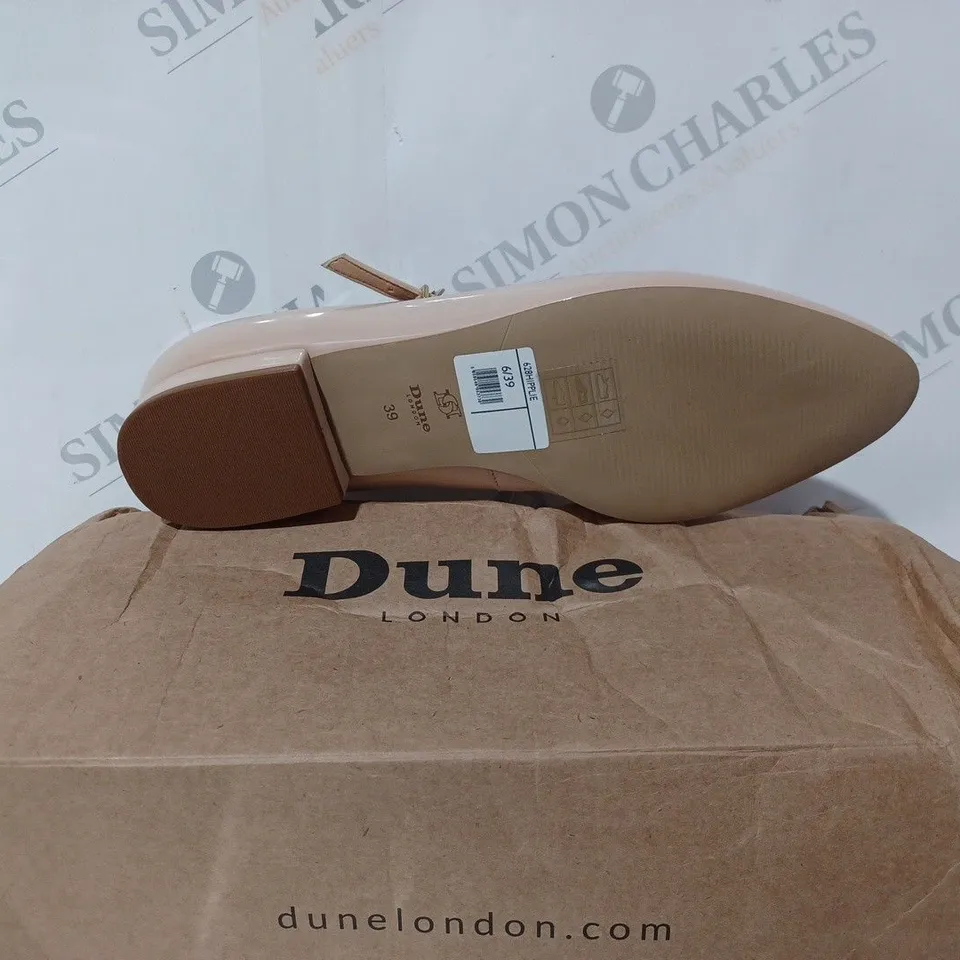 DUNE BLUSH PATENT FLAT MARY JANE BALLER - SIZE 6