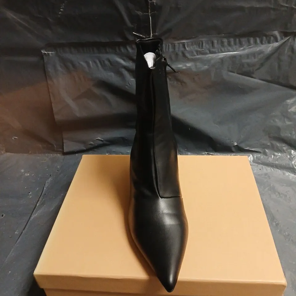 SIMMI LONDON BLACK LEATHER ANKLE BOOTS – WOMEN'S POINTED TOE, STILETTO HEEL UK 5