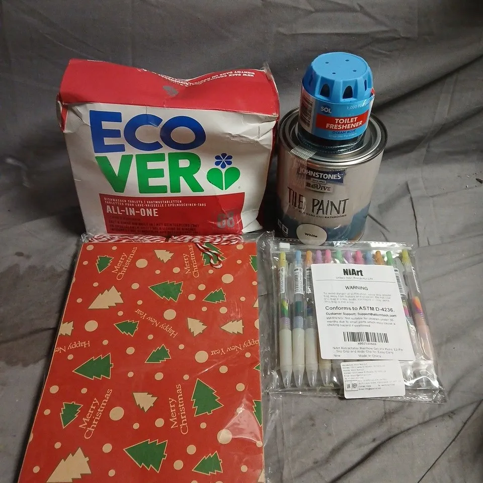 APPROXIMATEY 15 HOUSEHOLD ITEMS TO INCLUDE CHRISTMAS GIFT TAGS, ECOVER DISHWASHER TABLETS AND TILE PAINT