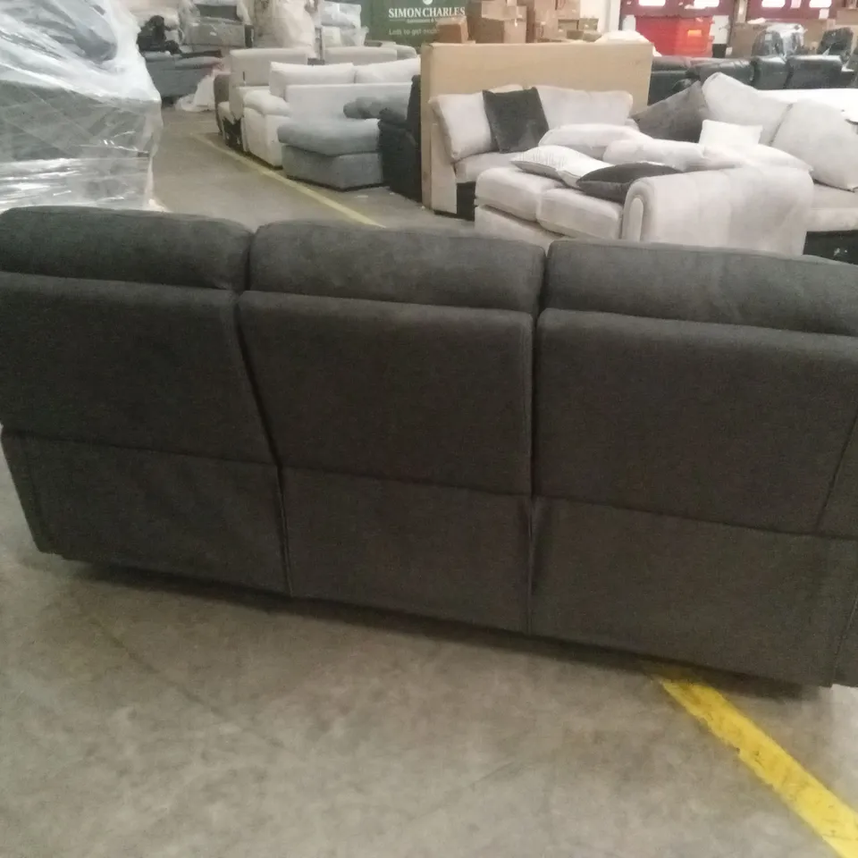 ALBION FABRIC 3 SEATER HIGH BACK MANUAL RECLINER SOFA - CHARCOAL RRP £749