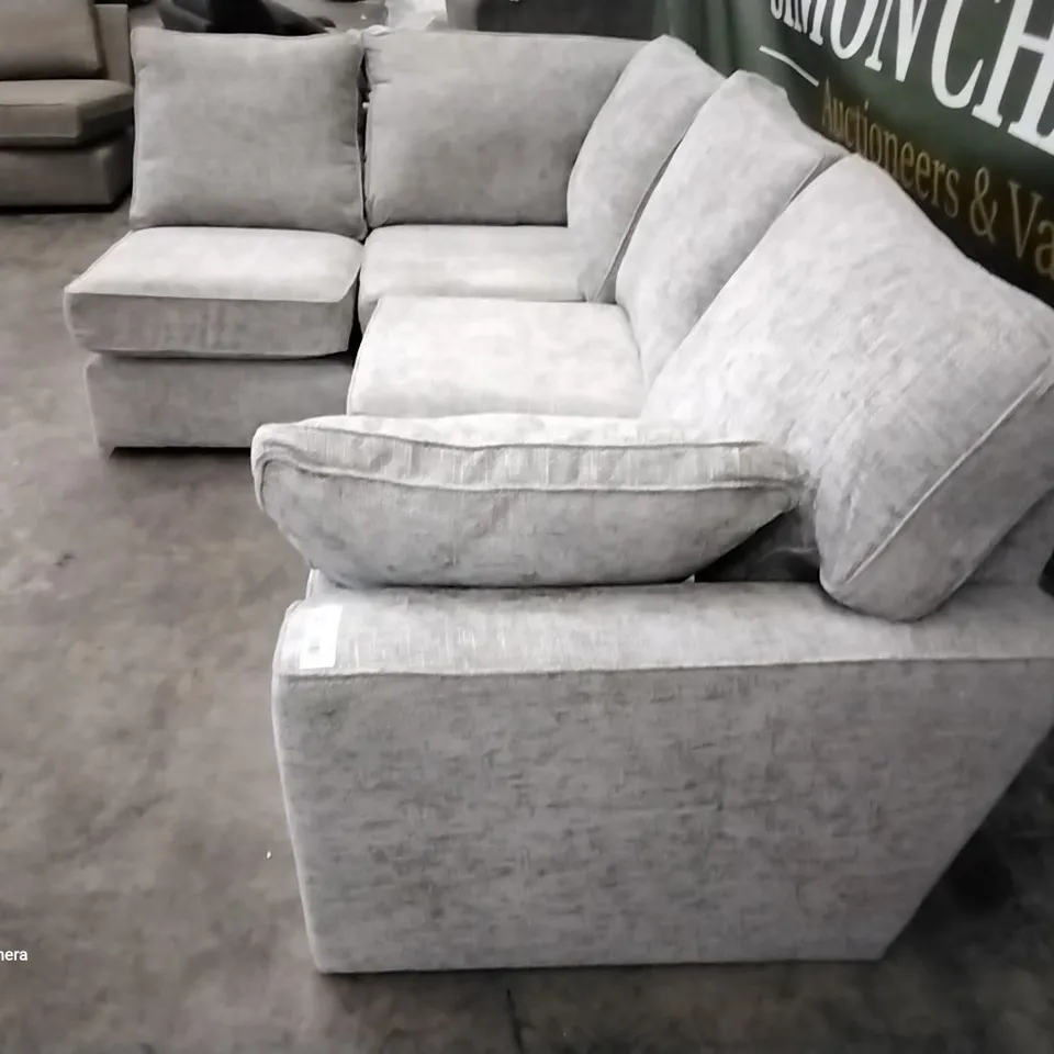 QUALITY DESIGNER STANFORD MODULER CORNER SOFA CHUNKY CHENILLE LIGHT GREY FABRIC