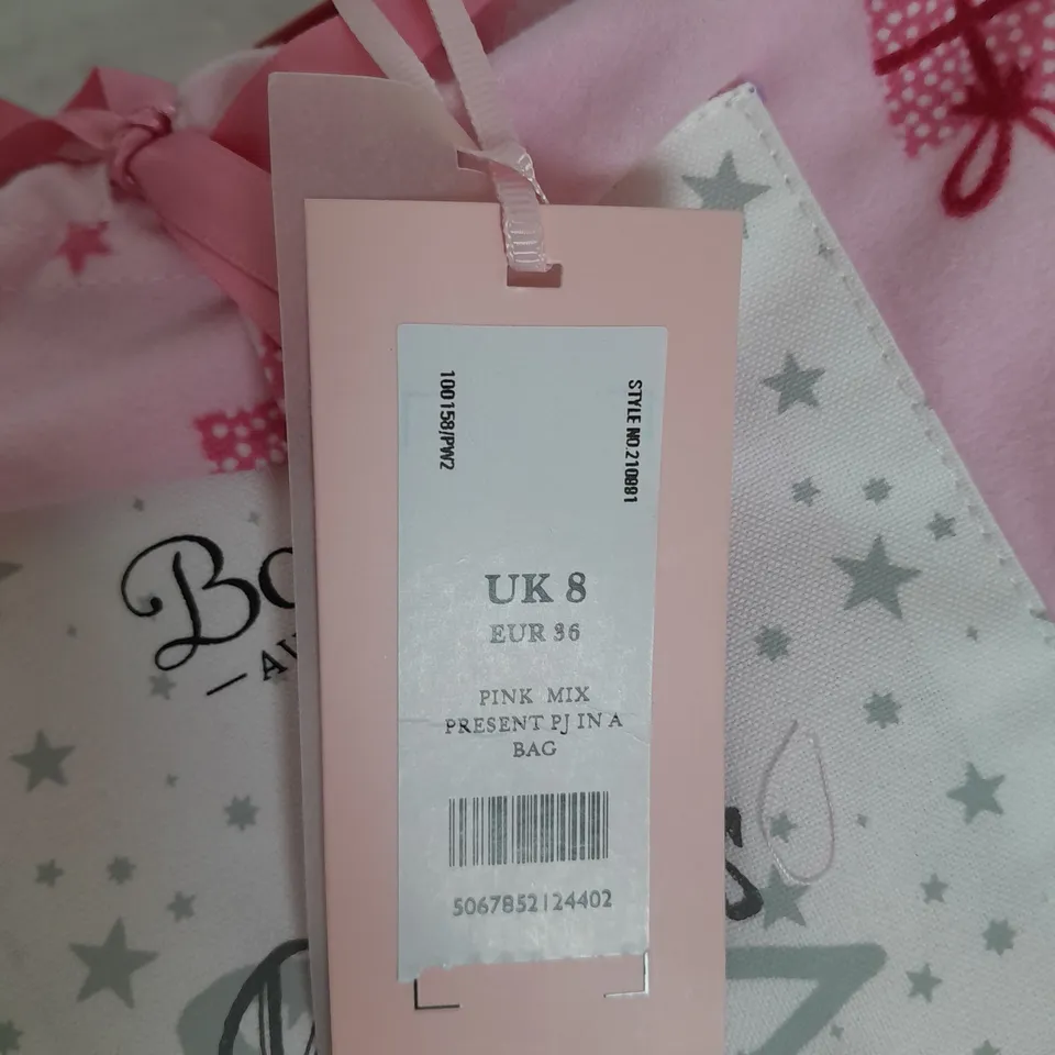 BOUX AVENUE PRESENT PYJAMAS IN A BAG IN PINK MIX SIZE 8
