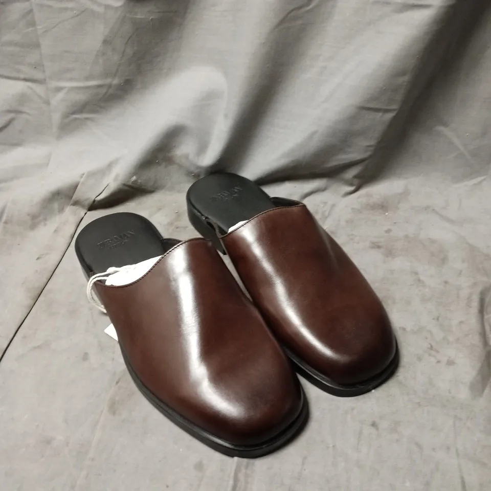 ZARA LEATHER MULE SLIDE – BROWN, WOMEN'S, PAIR SIZE 41