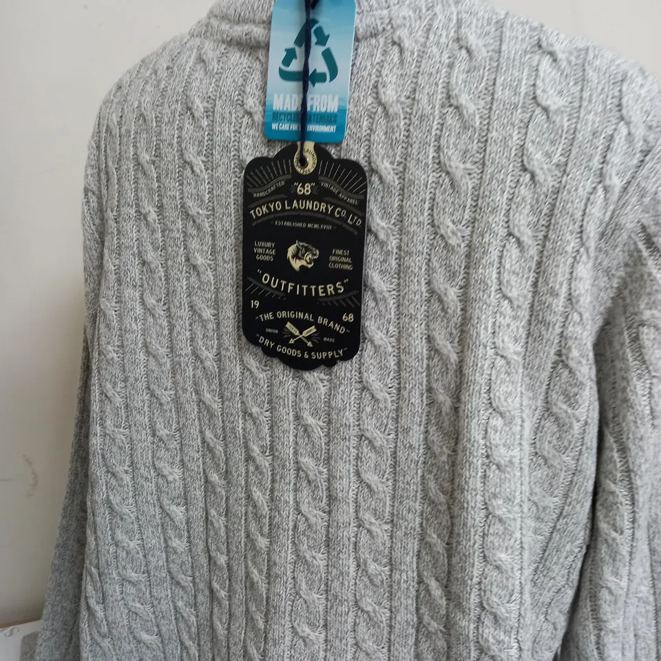 TOKYO LAUNDRY GREY ECRU TWIST JUMPER - SIZE LARGE 