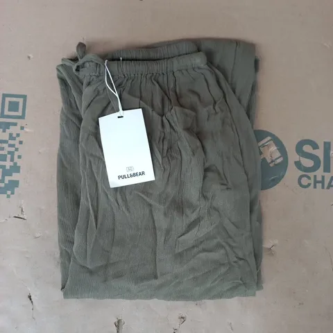 PULL & BEAR GENIE LINEN BALLOON PANTS IN KHAKI SIZE MEDIUM