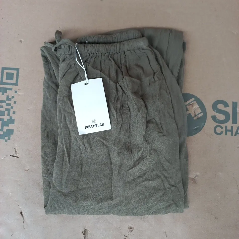 PULL & BEAR GENIE LINEN BALLOON PANTS IN KHAKI SIZE MEDIUM