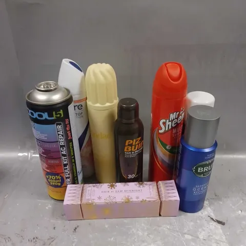 APPROXIMATELY 15 ASSORTED AEROSOLS TO INCLUDE - SAM MCKNIGHT TEXTURE MIST - MR SHEEN MULTI SURFACE POLISH - PIZ BUIN TAN INTENSIFYING SUN SPRAY - COLLECTION ONLY