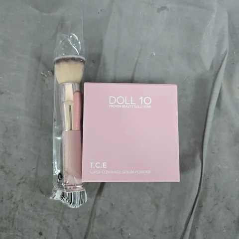 Doll 10 T.C.E Super Coverage Serum Powder – boxed makeup with brush