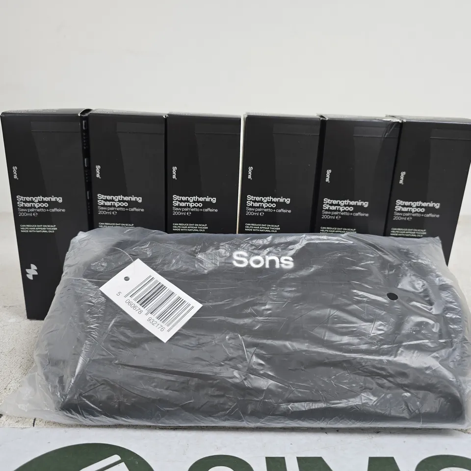 SONS STRENGTHENING SHAMPOO – 6 × 200ML BOXED BOTTLES WITH SONS BAG