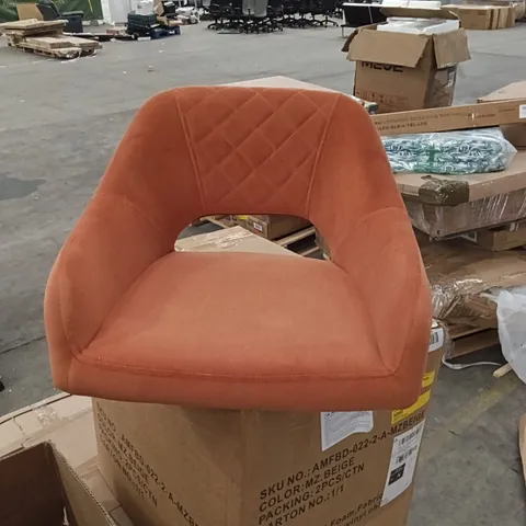 BOXED AINPECCA DINING CHAIRS, VELVET UPHOLSTERED SEAT ARMCHAIRS (SET OF 2) - ORANGE/BLACK LEGS (1 BOX)