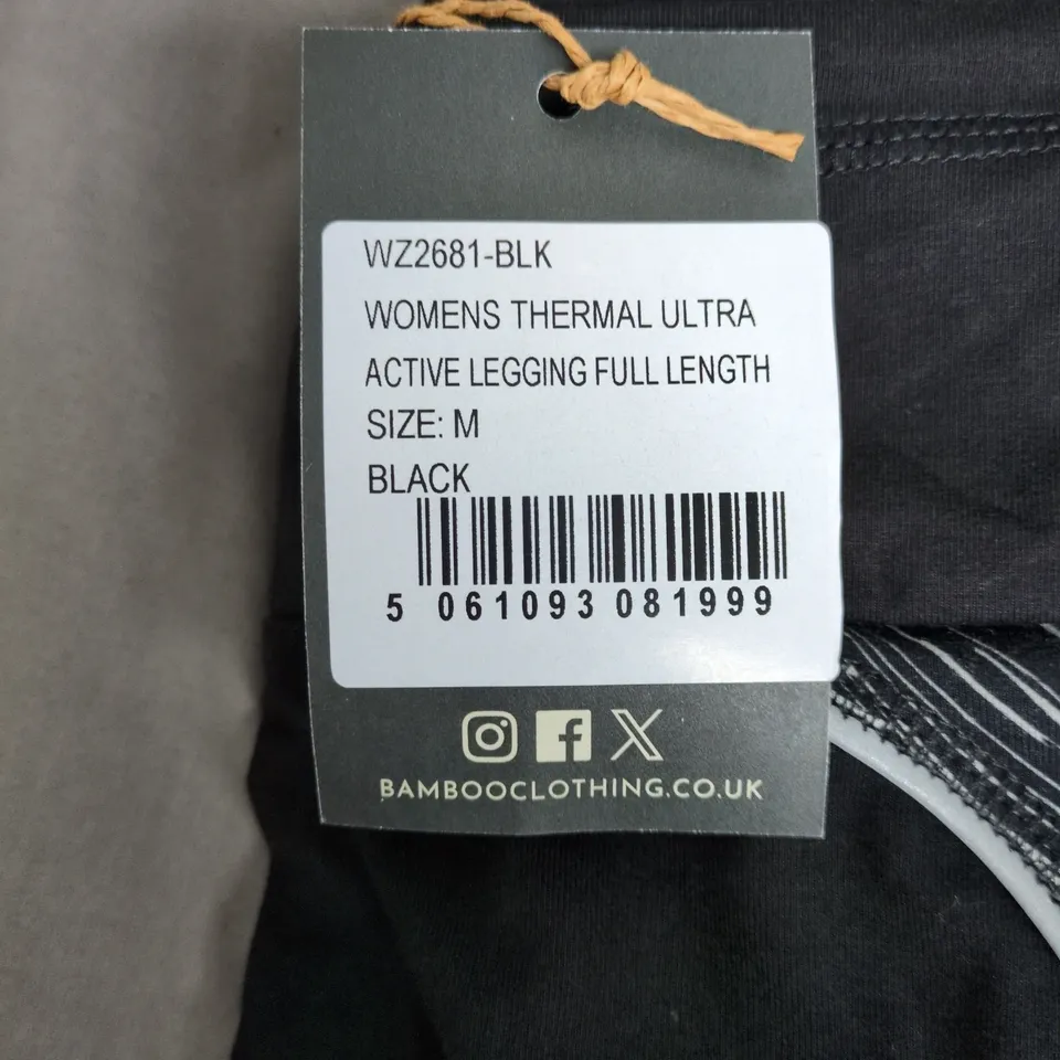 BAMBOO WOMEN'S THERMAL ULTRA ACTIVE LEGGING FULL LENGTH – SIZE M – BLACK 
