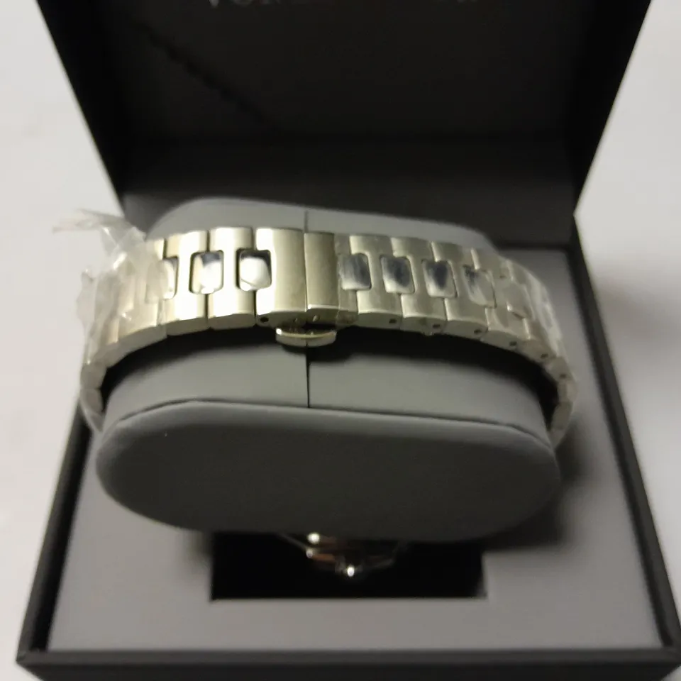 MENS VONLANTHEN AUTOMATIC WATCH WITH BLUE SKELETON DIAL FACE AND STAINLESS STEEL STRAP IN GIFT BOX