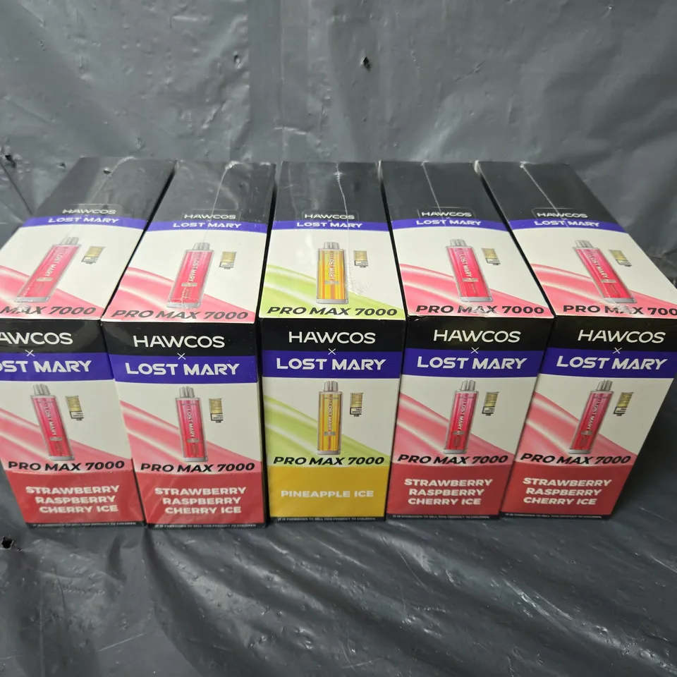 APPROXIMATELY 5 BOXES OF LAST MARY PRO MAX 7000 VAPES TO INCLUDE PINEAPPLE ICE & STRAWBERRY RASPBERRY CHERRY ICE - COLLECTION ONLY
