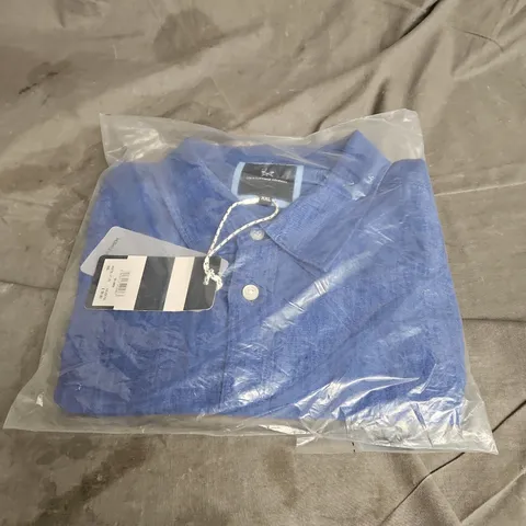 CREW CLOTHING COMPANY SHORT SLEEVE LINEN SHIRT IN BLUE SIZE XXL