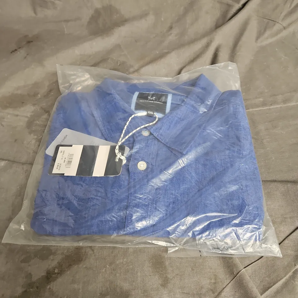 CREW CLOTHING COMPANY SHORT SLEEVE LINEN SHIRT IN BLUE SIZE XXL