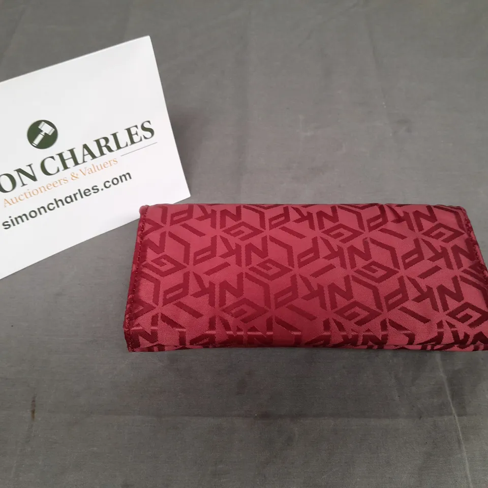 KIPLING MONEY PURSE IN RED JACQUARD 