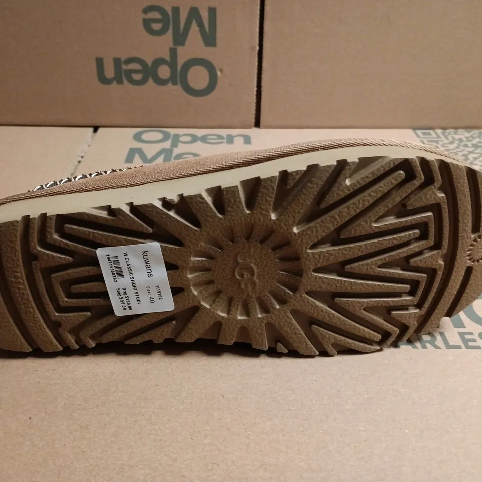 UGG BROWN SUEDE SLIPPERS WITH SHEARLING LINING - UK SIZE 7 