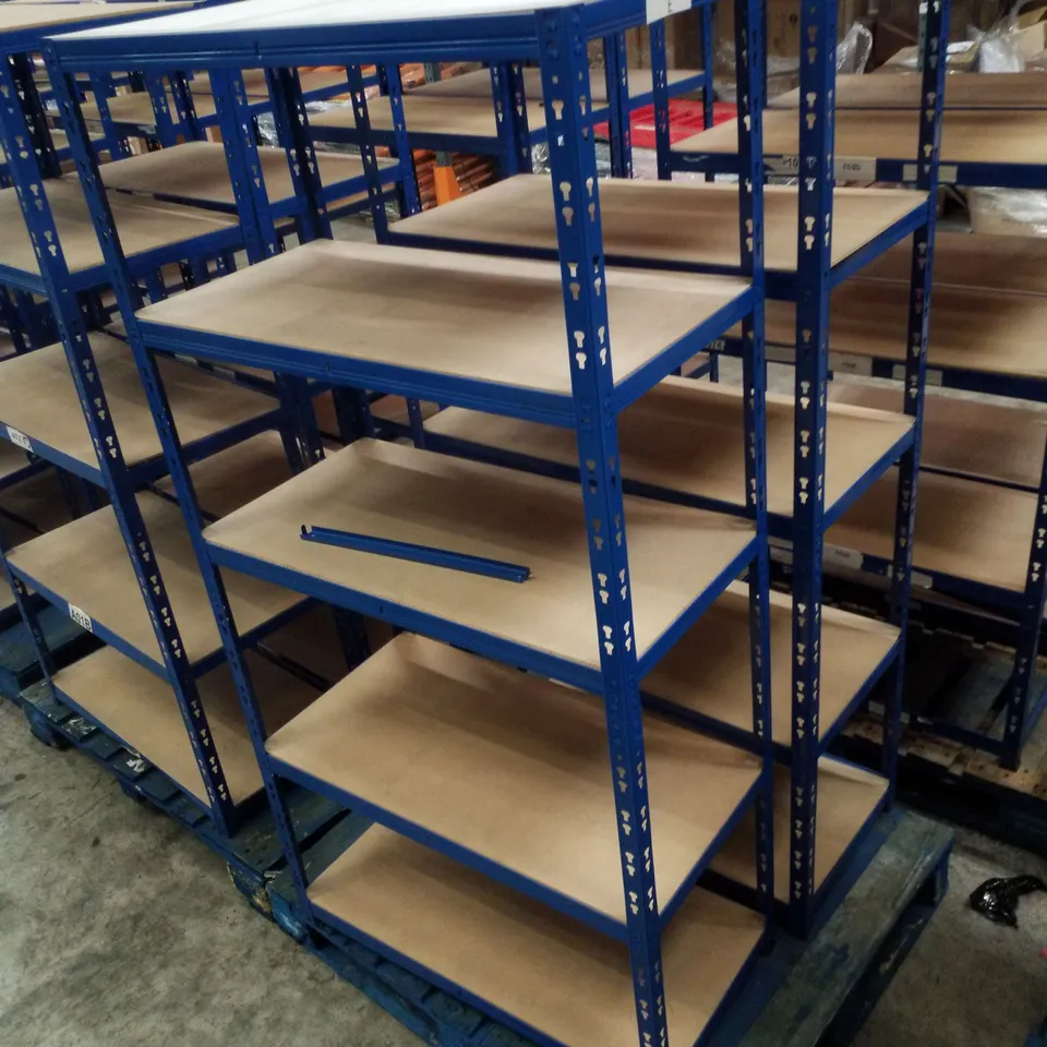PALLET CONTAINING 2 5-TIER SHELVING UNITS 180×90×45CM - BLUE