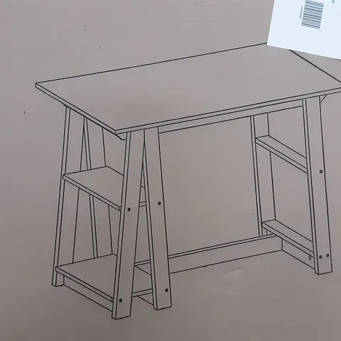 BOXED PENZANCE DESK IN OAK LIGHT BROWN/BLACK - W1000 X D550 X H757 MM