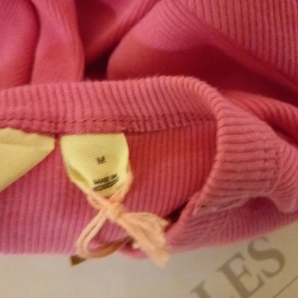 BODEN PINK RIBBED COTTON LONG SLEEVED TOP - SIZE M