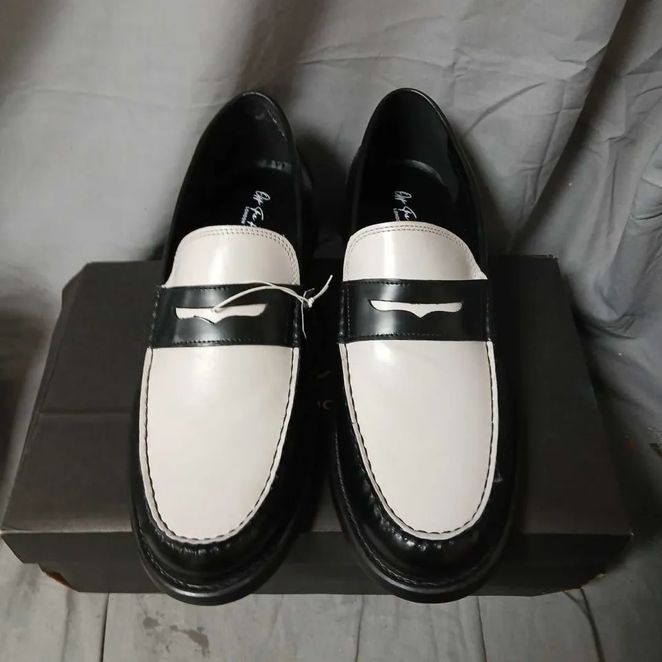 OFF THE HOOK LONDON MONRO BLACK/WHITE LEATHER LOAFERS – UK 11 (EU 45)
