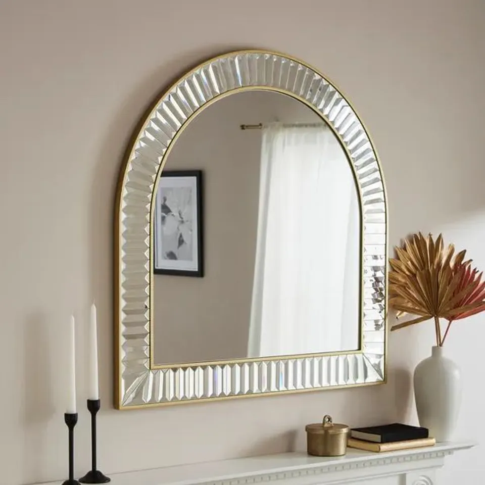 BOXED AUDRA ARCH OVER MANTLE WALL MIRROR 