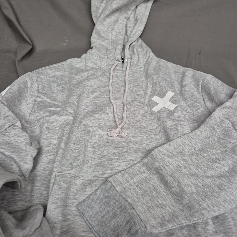 COLLUSION UNISEX LOGO HOODIE IN GREY MARL - XL