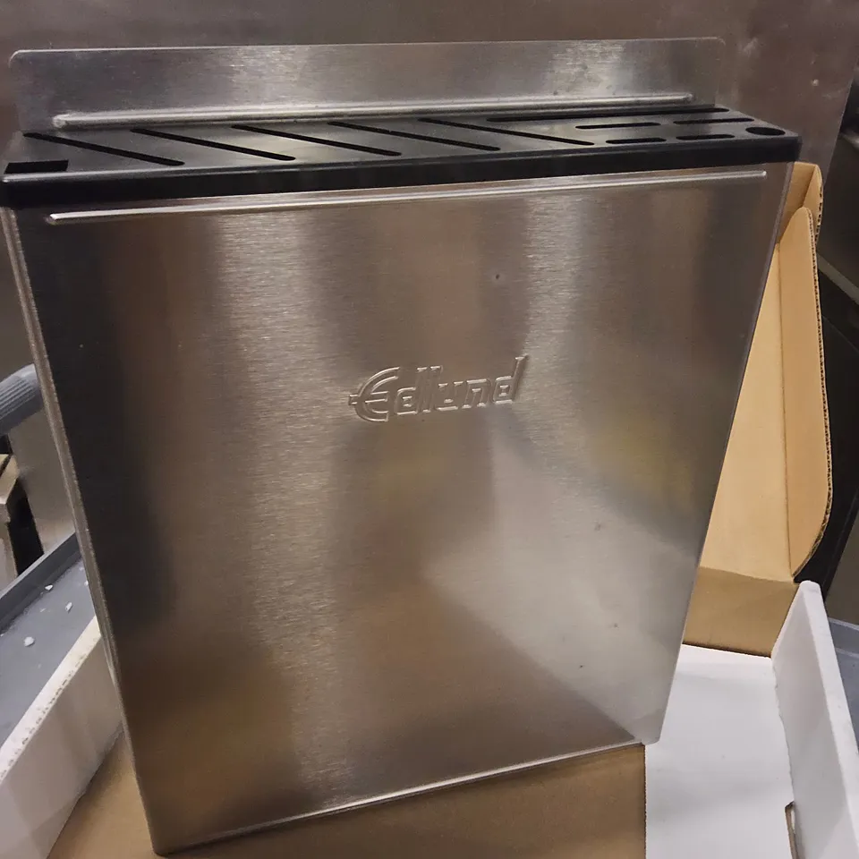 BOXED EDLUND WALL MOUNTER STAINLESS STEEL KNIFE BLOCK