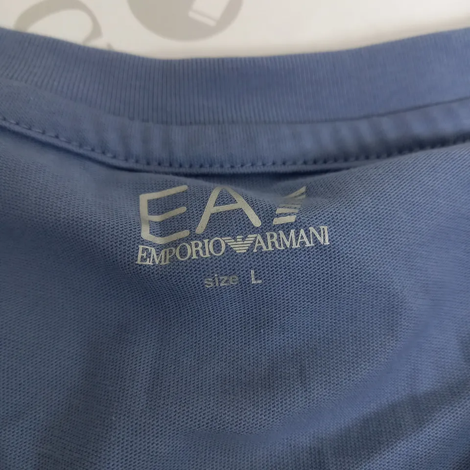 EMPORIO ARMANI NAVY BLUE LOGO T-SHIRT- LARGE