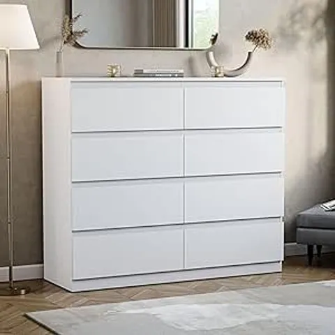 BOXED DENVER 8 DRAWER CHEST - WHITE (2 BOXES)