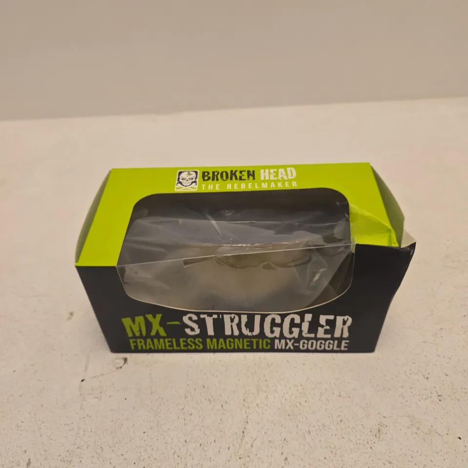 BROKEN HEAD MX-STRUGGLER FRAMELESS MAGNETIC MX-GOGGLE – NEON GREEN/BLACK (CAT.3)